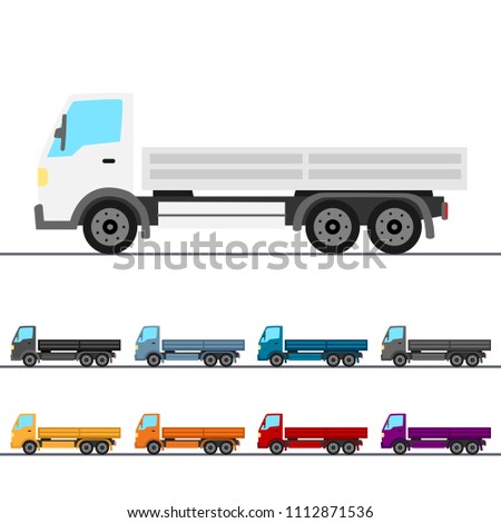 Generic Flat Bed Truck Colorful Vector Set