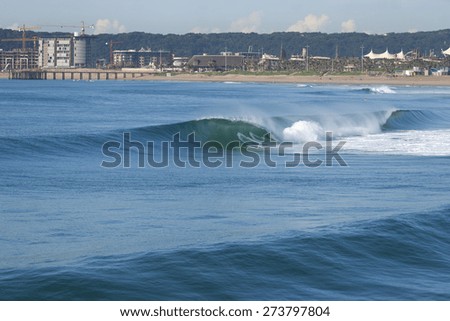 A wave breaks along the Golden Mile in Durban, South Africa.