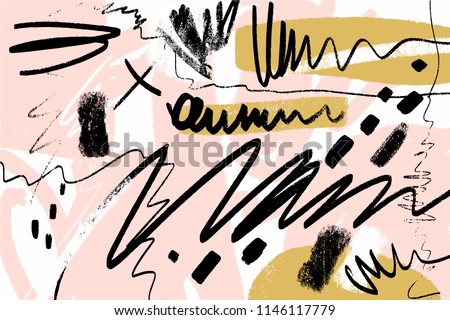 Scribble creative background. Universal pattern. Unique stylish modern brush painting, light colors abstract poster, room decor. Vector Illustration, clipart.