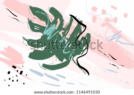 Brush strokes texture, scribble background. Universal creative pattern for graphic design. Unique stylish modern painting, light colors abstract poster, room decor. Vector Illustration, clipart.