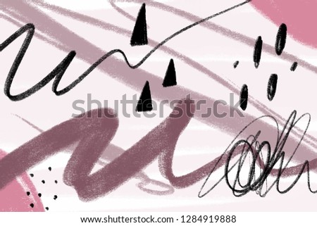 Brush strokes texture, scribble pattern background. Universal creative template for graphic design. Unique stylish modern painting, pastel color abstract poster with shapes for room decor