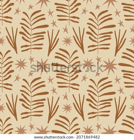 Abstract beige twigs floral shapes plant composition vector poster wall art print warm color palette seamless pattern Photo stock © 