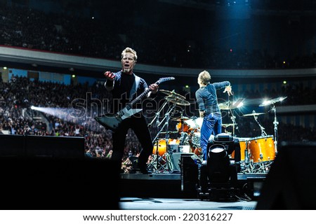 MOSCOW, RUSSIA - APRIL 24, 2010 - American rock band Metallica performing live at Olimpiysky stadium on April 24, 2010 in Moscow, Russia