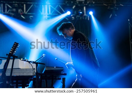 MOSCOW, RUSSIA - JUNE 29, 2014 - Breton musician Yann Tiersen performing live at Park Live festival at at the National Exhibition Centre on June 29, 2014 in Moscow, Russia