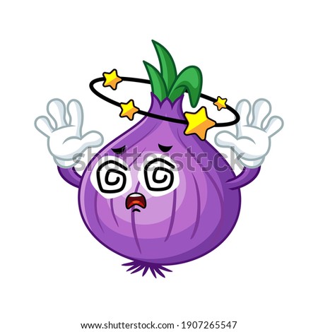 Vector mascot, cartoon and illustration of a dizzying onion