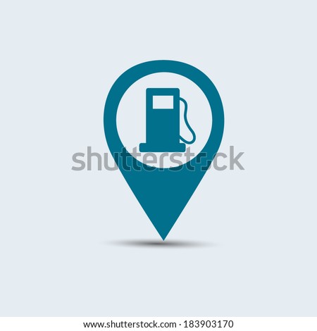 Map marker with icon of a gas station, vector eps10 illustration 