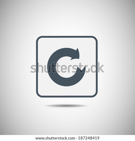 Vector icon square button with reload sign inside 