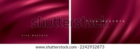 Abstract viva magenta background with smooth wavy texture background silk drapery concept. Wallpaper design for poster, presentation, website.