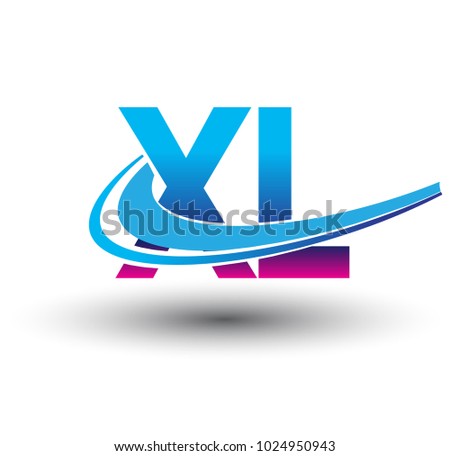 initial letter XL logotype company name colored blue and magenta swoosh design. vector logo for business and company identity.
