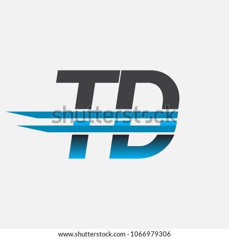 TD initial logo company name colored black and blue, Simple and Modern Logo Design.