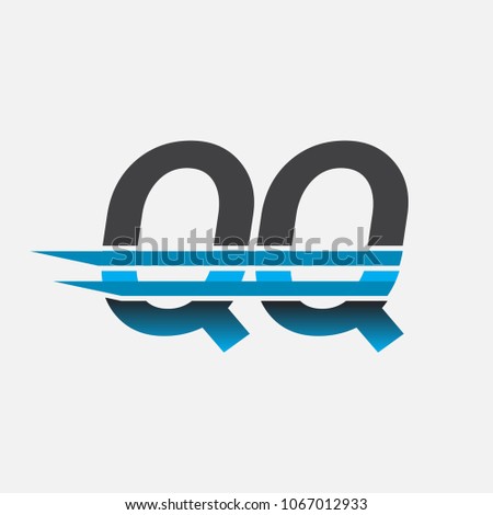 QQ initial logo company name colored black and blue, Simple and Modern Logo Design.