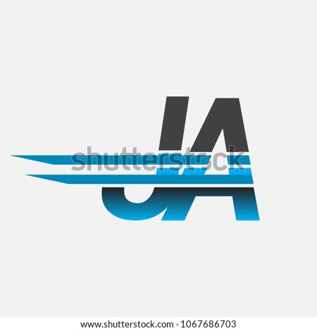 JA initial logo company name colored black and blue, Simple and Modern Logo Design.