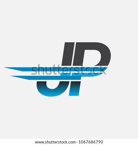 JP initial logo company name colored black and blue, Simple and Modern Logo Design.