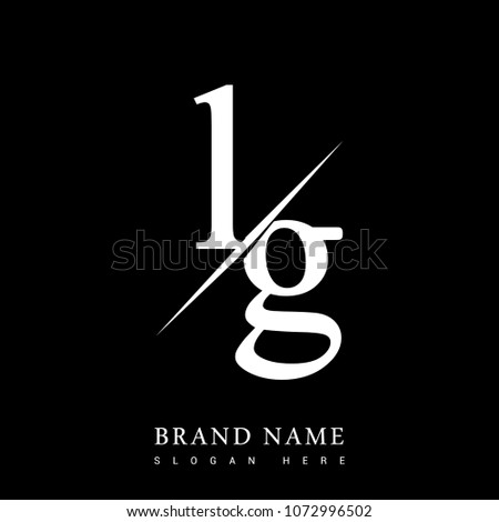 initial logo letter LG for company name black and white color and slash design. vector logotype for business and company identity.