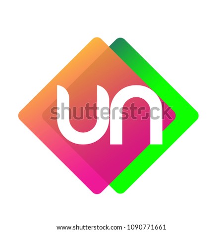 Letter UN logo with colorful geometric shape, letter combination logo design for creative industry, web, business and company.