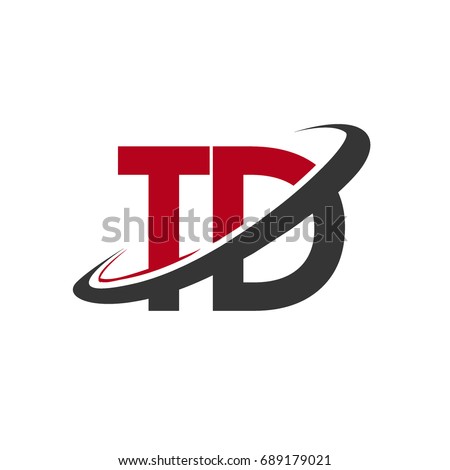 TD initial logo company name colored red and black swoosh design, isolated on white background. vector logo for business and company identity.