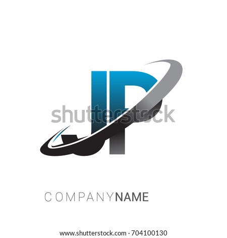initial letter JP logotype company name colored blue and grey swoosh design. logo design for business and company identity.