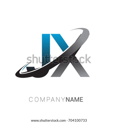 initial letter JX logotype company name colored blue and grey swoosh design. logo design for business and company identity.