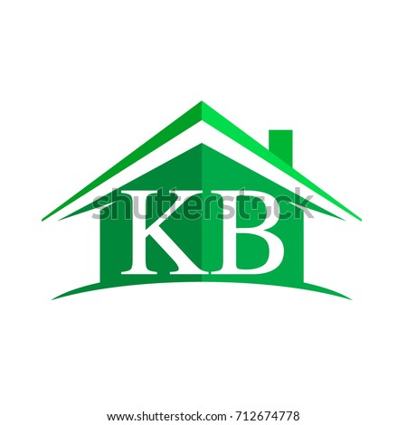 initial logo KB with house icon and green color, business logo and property developer.