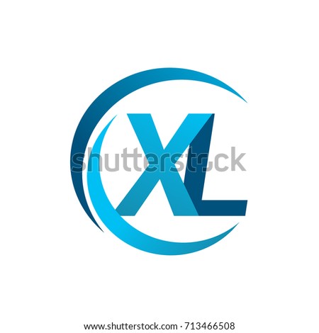 initial letter XL logotype company name blue circle and swoosh design. vector logo for business and company identity.