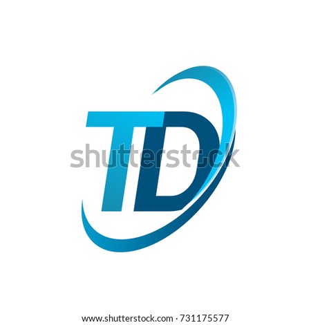 initial letter TD logotype company name colored blue swoosh design concept. vector logo for business and company identity.