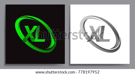 letter XL logotype design for company name colored Green swoosh and grey. vector set logo design for business and company identity.
