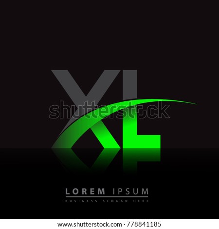 initial letter XL logotype company name colored green and black swoosh design. vector logo for business and company identity.
