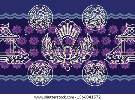 Indonesian batik motifs with very unique patterns of gurda, pendapa, and plants Zdjęcia stock © 