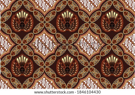 Gurda batik motifs, typical of Indonesian Javanese with various development patterns, both color variations and elements, are exclusive. vector EPS 10 Zdjęcia stock © 