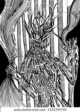 Weaver of darkness coloring page, background, abstract