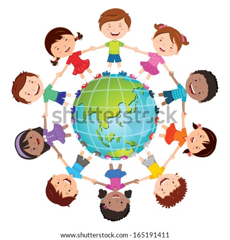 Globe Kids. International Friendship Day. Earth Day. Vector ...