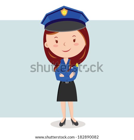 Policewoman. Friendly policewoman with arms crossed.