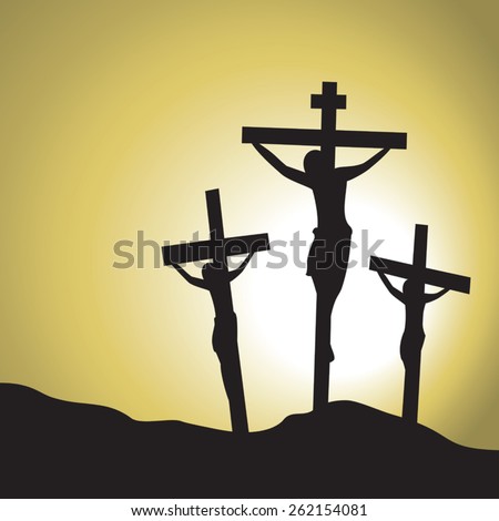 Jesus Christ Crucified. Silhouette of Jesus Christ's crucifixion.