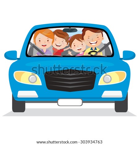 Happy Family In The Car. Vector Illustration Of Family With The ...