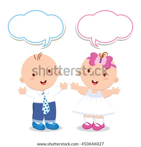 Vector Images Illustrations And Cliparts Twins Baby Boy And Girl Vector Illustration Of Adorable Baby Boy And Girl Dress Up Hqvectors Com