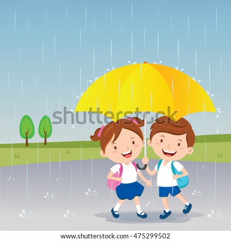 Similar – Image, Stock Photo Cute child under umbrella on rainy day in autumn park