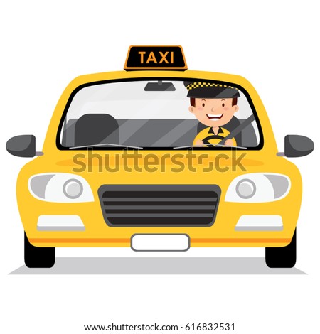 Yellow taxi car and taxi driver 