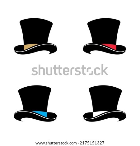 magician's hat with four color variants vector