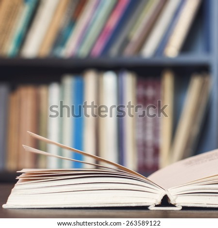 Open Book On Wooden Desk./ Open Book On Wooden Desk