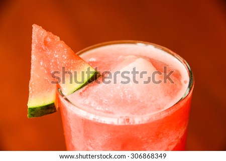 close up at the top of watermelon shake glass