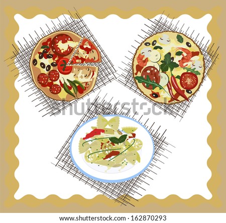 Italian food . pizza and pasta