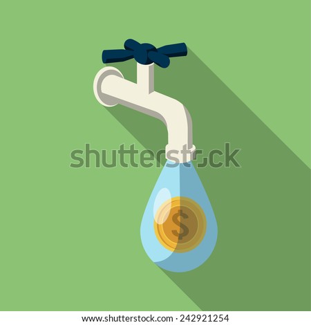 Vector Dripping Tap with  Coins