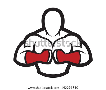 Red warrior fighter strength  gym fitness hot club logo