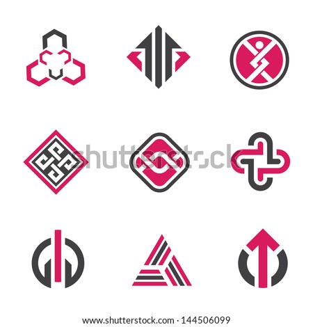 Graphic symbols logo and technology concept icon set
