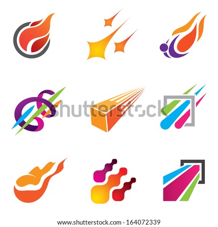 Comet and fire style success trail logo for creative and  successful business company icon 9 set