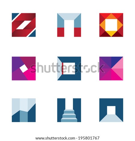 Geometric cube polygons creating walking to success professional icon