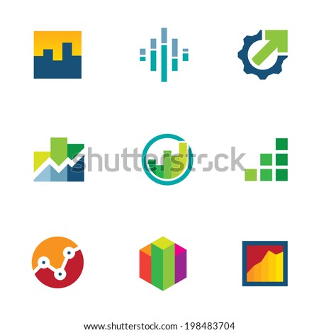 Economy finance chart bar business productivity logo icon set