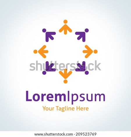 Human partnership progress arrow spread direction vector logo icon