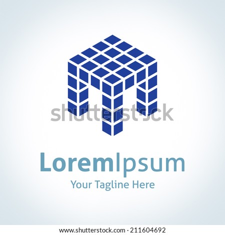 3D modeling box cube table foundation logo logotype entrepreneurship vector icon