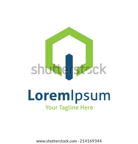 Green energy power button on light vector logo icon